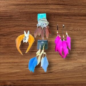 Assortment of feather earrings